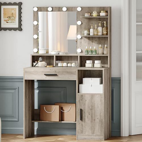 Dressing Table with Mirror and 10 LED Lights
