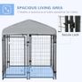 Outdoor Dog Kennel, Metal Playpen Fence Dog Run with UV-Resistant Canopy and Locks, for Small and Medium Dogs, 120 x 120 x 138cm Image 5
