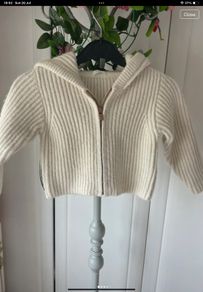 Cream hooded cardigan size 1 - 2 zipped front