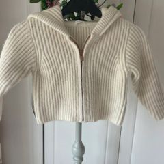 Cream hooded cardigan size 1 - 2 zipped front