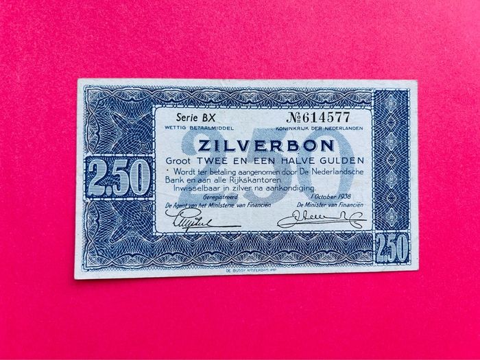 Netherlands   2,50 GULDEN . 1938. Pick  62
