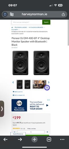 Pioneer DJ DM-40D-BT 4" Desktop Monitor Speaker with Bluetooth | Black