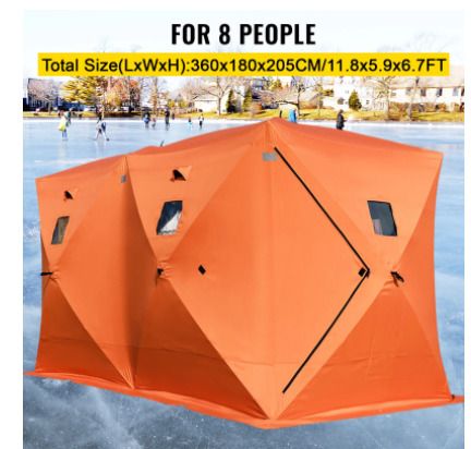 BRAND NEW Ice Fishing Tent Shelter Shanty Pop-Up 8-Person 300D Oxford Fabric Waterproof Windproof for Winter Fishing Camping Hiking