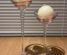 Glass Candle Holder and Candles x 2