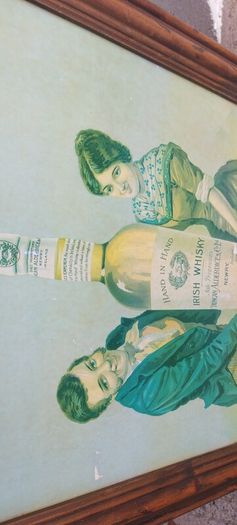 framed advertising Alderdice & Duncan ,newery ireland irish whiskey, few marks on picture,sold as seen ,nice in any home bar or man cave pub restaurant etc,,cme from closed down pub, abit faded etc ,see pictures for condition, sold as seen