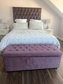 head board deep buttoned purple with FREE Outtoman
