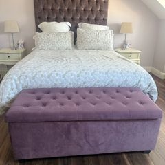 head board deep buttoned purple