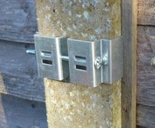 Concrete post bracket - attachment steel clamp and screw
