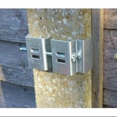 Concrete post bracket - attachment steel clamp and screw