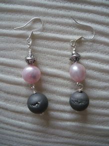 Pearl/Druzy earrings,Drop earrings,NewGift.Handmade earrings