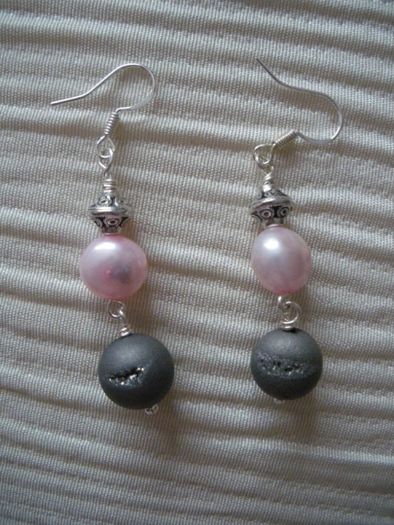 Pearl/Druzy earrings,Drop earrings,NewGift.Handmade earrings
