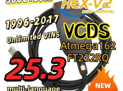 VCDS VAGCOM Interface VCDSCAN HEX V2 Update 25.3 FOR VW For AUDI Skoda Seat  Autocom Diagnostics Tools