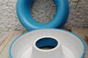 vintage blue enamel tins, Bundt tin, Glud and Marstrand