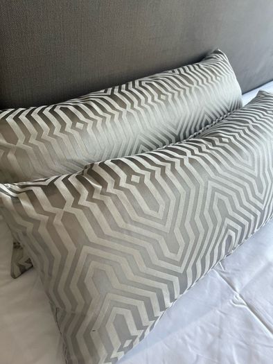 Cushion with cover stylish silver embossed fabric