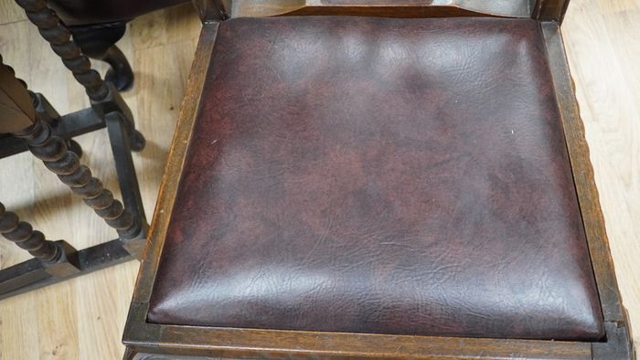 Edwardian Chippendale-Style Beech Dining Chairs _ Set of 6