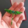 Green Crystal & Enamel Dragonfly Brooch Shawl Pin Badge Insect Fly Bug Vintage Styl Image 5