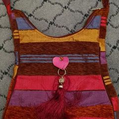 Pink Multicoloured Cloth Bag