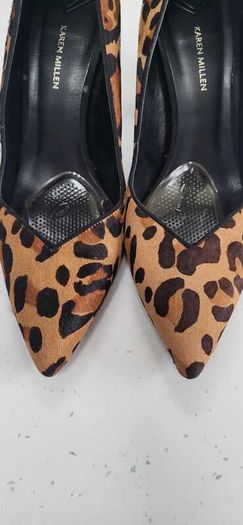 KAREN MILLEN Ella Leather Leopard Print High Heels Sz 7 (Fit 7-7.5UK) - Rrp 175 (New)