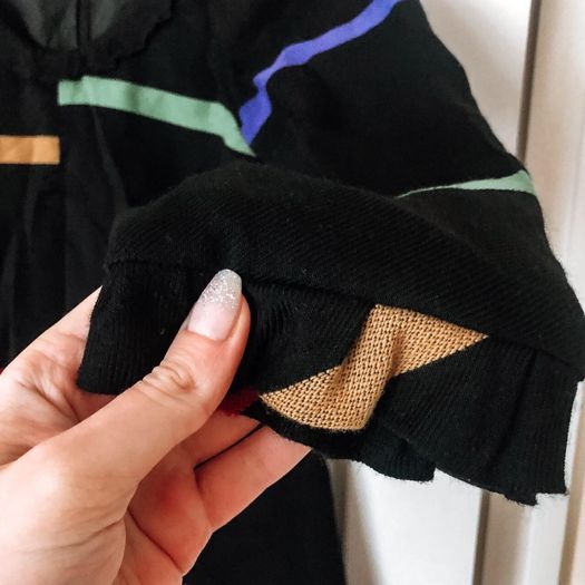 Sonia Rykiel signature multi colour stripe black dress