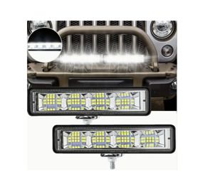 2 pce - 6 inch - Super Bright 24 LED Light Bar for Off-road Vehicles, Cars, Motorcycles, SUVs - 1200LM White LED External Lamp, Aluminum, Black