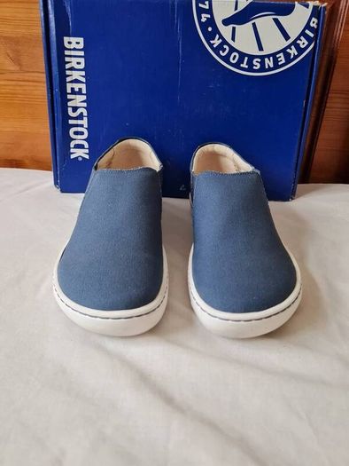 Birkingstock barrie slip ons Size 5 eu 38 blue canvas brand new boxed