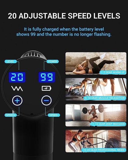 Massage Gun Deep Tissue, Percussion Handheld Muscle Massager for Muscle Pain Relief Fitness Recovery Body Shaping with 20 Speed Levels 6 Massage Heads and LCD Display (FREE SHIPPING)