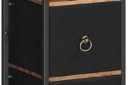 Slim Bathroom Storage Cabinet, Narrow Corner Storage Cabinet Unit for Small Spaces, Small Corner Shelf Unit with 2 Fabric Drawers, Black Bathroom Cabinet, Rustic Brown and Black