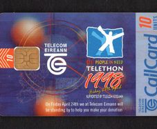 1998 Ireland 10 unit RTE People in Need Telethon 1998 (ODS3 chip) Call Card Used. Telecom Eireann card number 1207