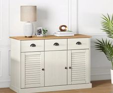 Sideboard with Drawers VIGO 113x40x75 cm White Solid Wood Pine