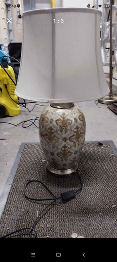 Ceramic Table Lamp with Off-White Shade