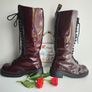 Dr Martens 1420 20 eye patent red burgundy knee high boots England UK7 EU41 US9 Image 7