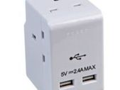 power adapter 3-Gang Mains Adaptor with 2x USB Charging Ports