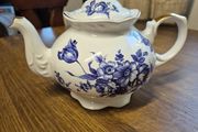 Vintage Arthur Wood &amp; Son Blue &amp; White Tea Pot Made in Staffordshire, England