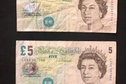 Five pounds banknotes from England x2