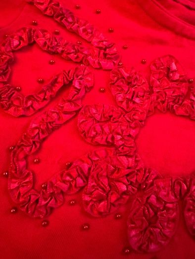 Designer Red Top Gigot Sleeves