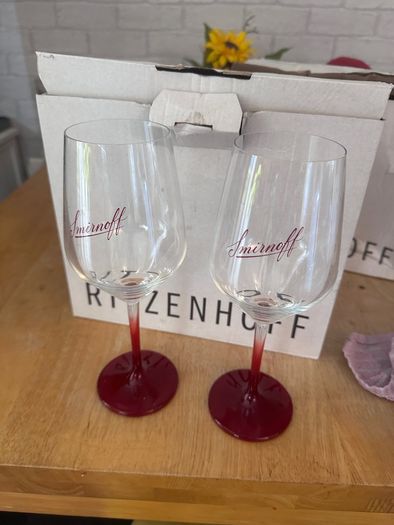 6 new Smirnoff red stem  glasses