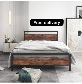 Double Bed Frames with Wood Headboard