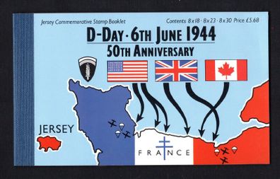 1994 Jersey 50th Anniversary of D-Day Commemorative Stamps Booklet Mint Never Hinged (MNH)