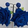 Realistic Navy Extravagant Rose with Raffia Woven Stud Earrings Image 5