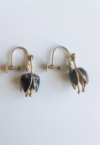 Antique sterling silver tulip earrings