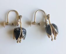 Antique sterling silver tulip earrings