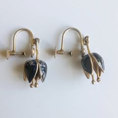 Antique sterling silver tulip earrings