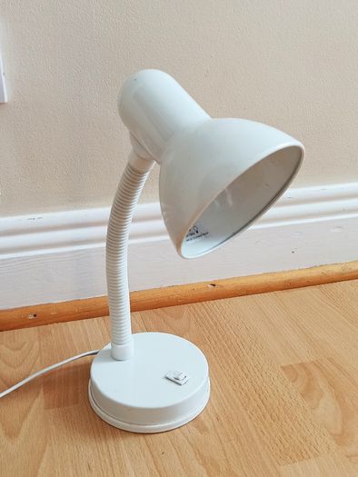 White table lamp with LED bulb