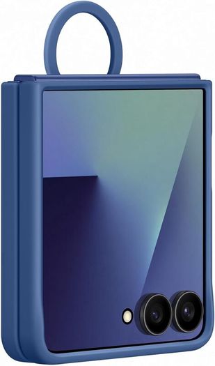 Samsung Silicone Case with Ring Folding Silicone Case with Ring for Galaxy Z Flip7, Blue,original