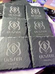 ulster rugby slate coasters