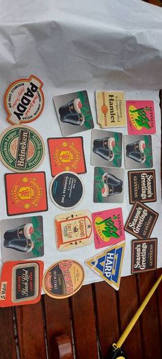 20 x vintage beer mats ,nice collection,,see pictures for condition ,sold as seen ,price includes post to anywhere in Ireland thank you, Job lot