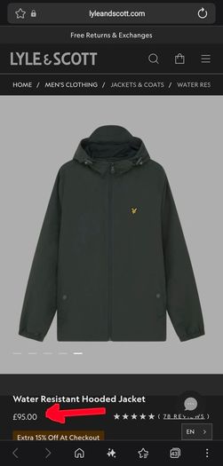 Lyle & Scott Water Resistant Hooded Jacket - Medium