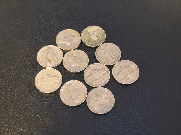1948-1994 10 x US 5 Cent Coins Nickels Jefferson Lot