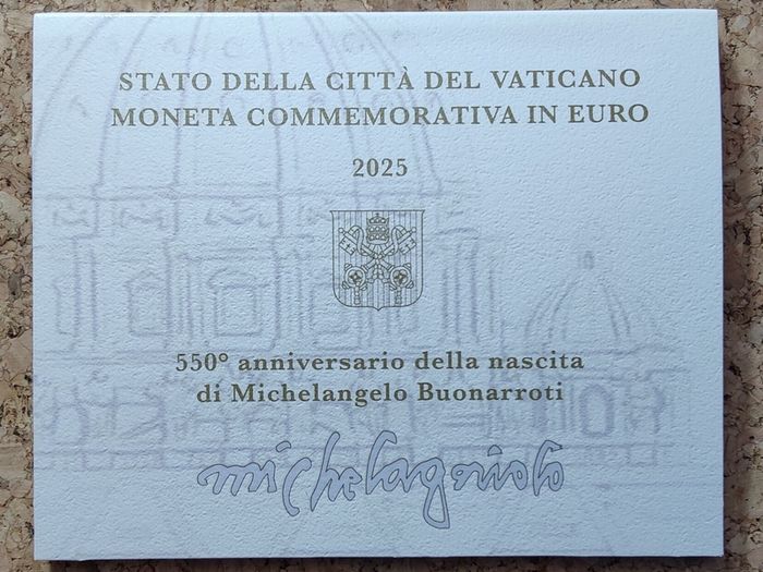 Vatican 2 Euro Brilliant Uncirculated Coins 2025 - 550th anniversary birth of Michelangelo AND Holy Year MMXXV (Coins in hand, this is not a presale)
