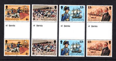 1979 Isle of Man 150th Death Anniversary of Captain John Quilliam 1771-1829 Commemorative Stamps Gutter Pairs Mint Never Hinged (MNH)